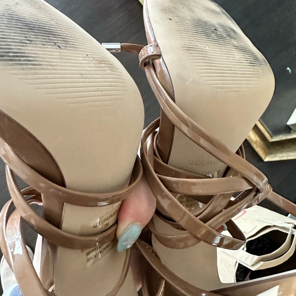 Steve Madden UPLIFT CAMEL Nude Tie Up Heels 👠 size 7 - Picture 10 of 11